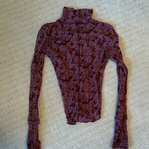 Free People Purple Floral turtleneck